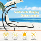 Patio Hanging Hammock Chaise Lounge Chair with Canopy Cushion for Outdoors - 47 x 70 x 82 (L x W x H)