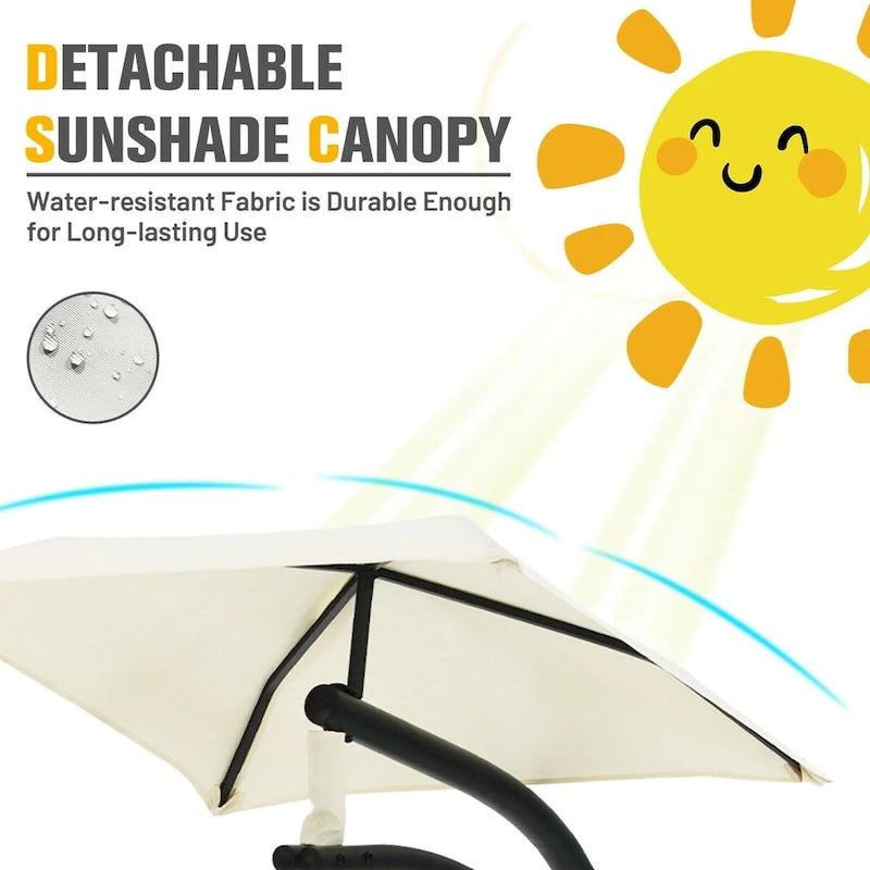 Patio Hanging Hammock Chaise Lounge Chair with Canopy Cushion for Outdoors - 47 x 70 x 82 (L x W x H)