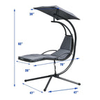 Patio Hanging Hammock Chaise Lounge Chair with Canopy Cushion for Outdoors - 47 x 70 x 82 (L x W x H)