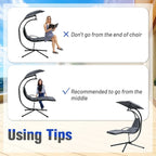 Patio Hanging Hammock Chaise Lounge Chair with Canopy Cushion for Outdoors - 47 x 70 x 82 (L x W x H)