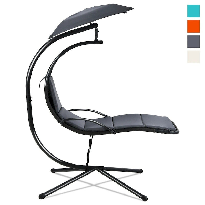Patio Hanging Hammock Chaise Lounge Chair with Canopy Cushion for Outdoors - 47 x 70 x 82 (L x W x H)