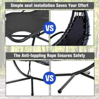 Patio Hanging Hammock Chaise Lounge Chair with Canopy Cushion for Outdoors - 47 x 70 x 82 (L x W x H)