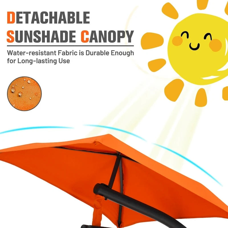 Patio Hanging Hammock Chaise Lounge Chair with Canopy Cushion for Outdoors - 47 x 70 x 82 (L x W x H)