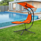 Patio Hanging Hammock Chaise Lounge Chair with Canopy Cushion for Outdoors - 47 x 70 x 82 (L x W x H)
