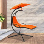 Patio Hanging Hammock Chaise Lounge Chair with Canopy Cushion for Outdoors - 47 x 70 x 82 (L x W x H)