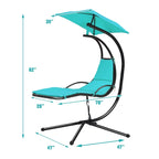 Patio Hanging Hammock Chaise Lounge Chair with Canopy Cushion for Outdoors - 47 x 70 x 82 (L x W x H)
