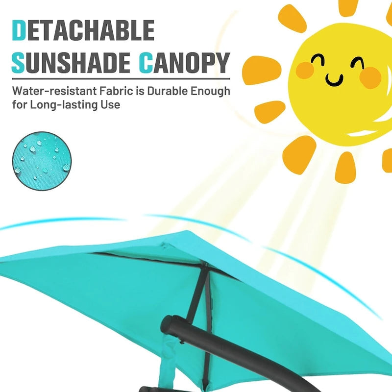 Patio Hanging Hammock Chaise Lounge Chair with Canopy Cushion for Outdoors - 47 x 70 x 82 (L x W x H)