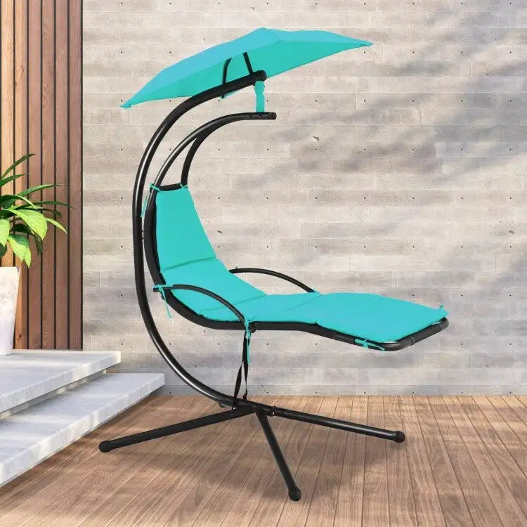 Patio Hanging Hammock Chaise Lounge Chair with Canopy Cushion for Outdoors - 47 x 70 x 82 (L x W x H)