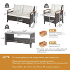 Costway 4PCS Patio Rattan Furniture Set Cushioned Sofa Storage Table