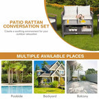 Costway 4PCS Patio Rattan Furniture Set Cushioned Sofa Storage Table