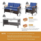 Costway 4PCS Patio Rattan Furniture Set Cushioned Sofa Storage Table