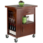 Gregory Extendable Top Kitchen Cart, Walnut - 27.56 x 18.35 x 33.46 inches