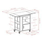 Gregory Extendable Top Kitchen Cart, Walnut - 27.56 x 18.35 x 33.46 inches