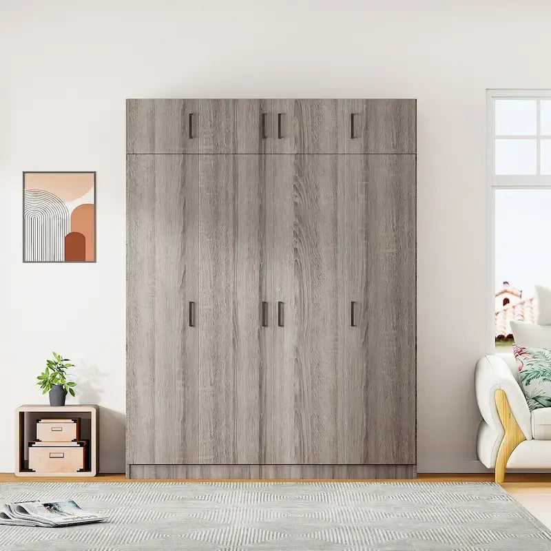Wardrobe with Multiple Storage Space and Top Cabinet by