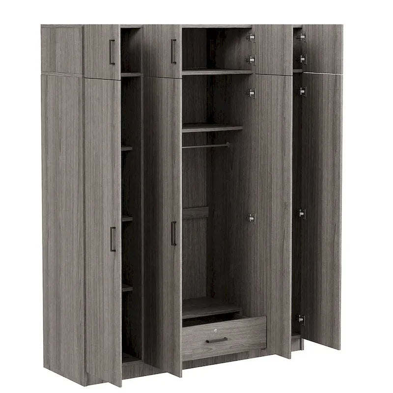 Wardrobe with Multiple Storage Space and Top Cabinet by