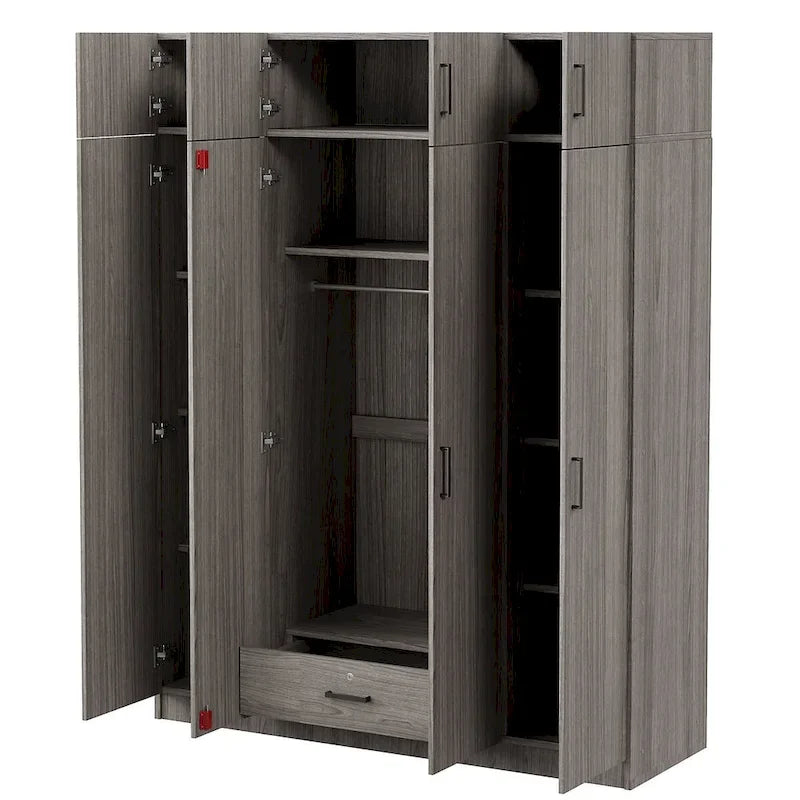 Wardrobe with Multiple Storage Space and Top Cabinet by
