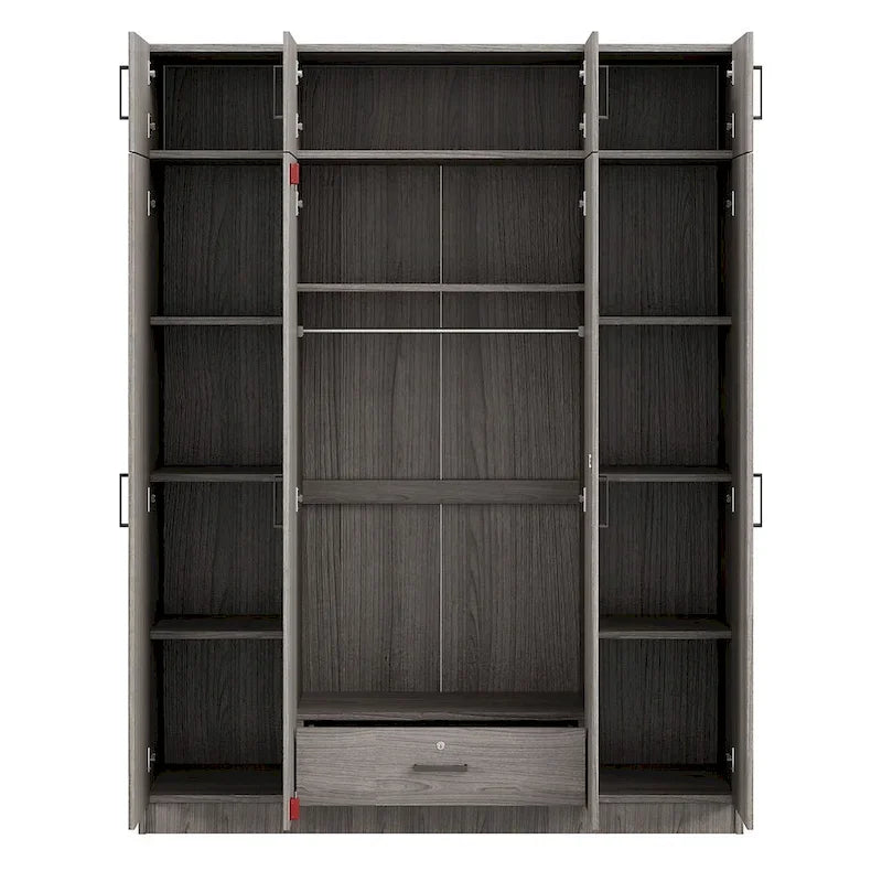 Wardrobe with Multiple Storage Space and Top Cabinet by