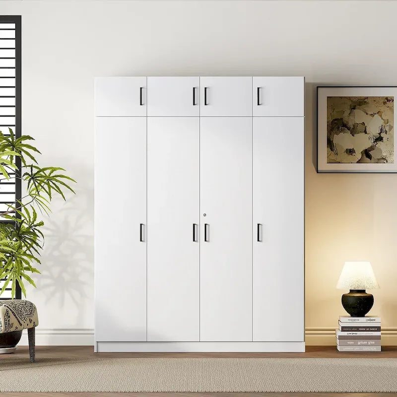 Wardrobe with Multiple Storage Space and Top Cabinet by