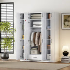 Wardrobe with Multiple Storage Space and Top Cabinet by