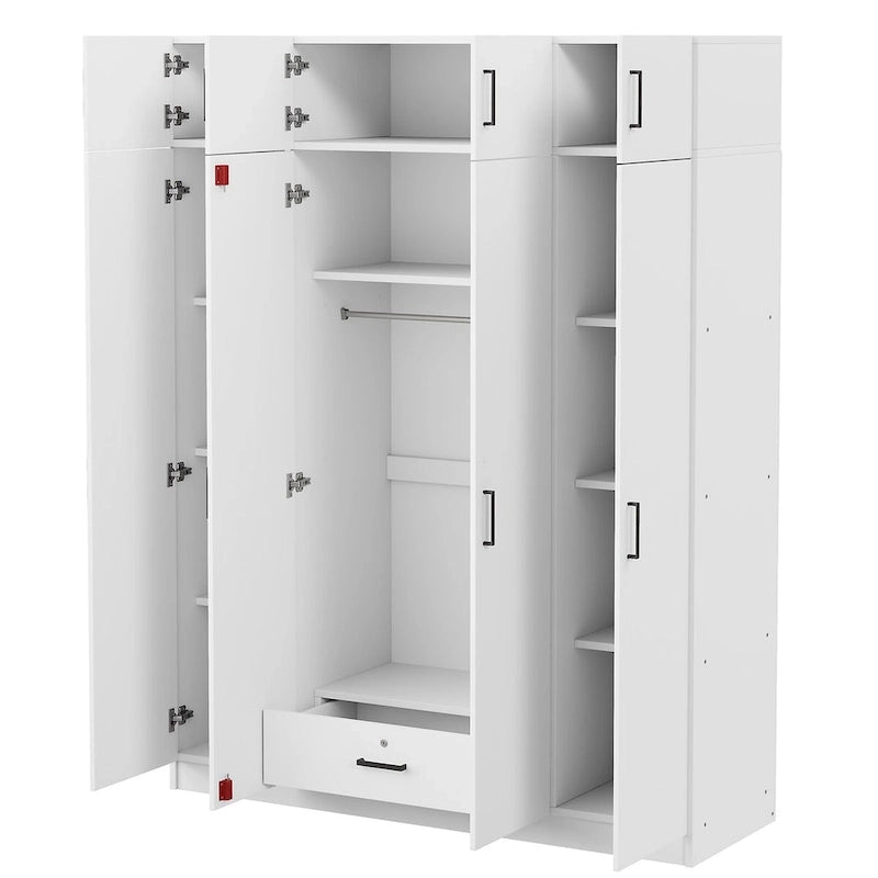 Wardrobe with Multiple Storage Space and Top Cabinet by