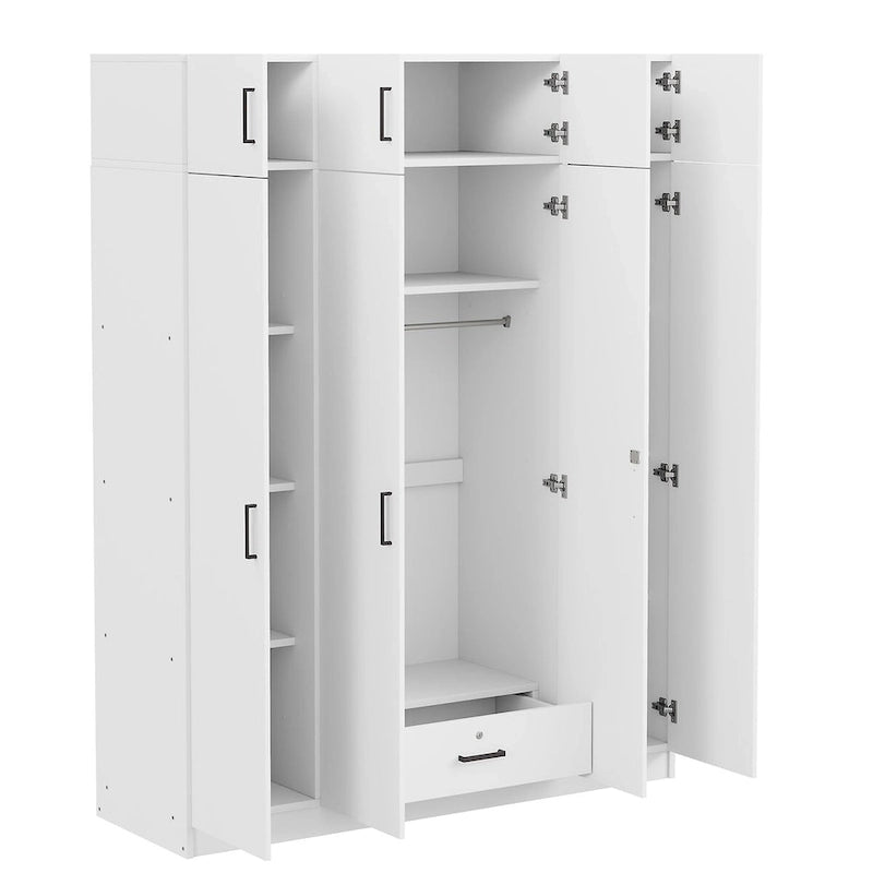 Wardrobe with Multiple Storage Space and Top Cabinet by