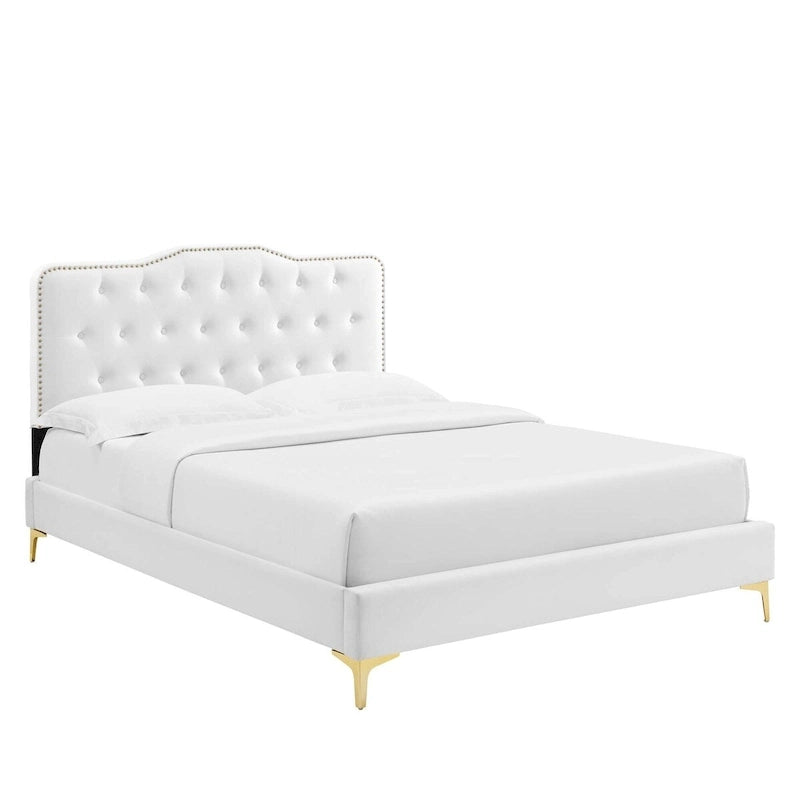 Amber Tufted Performance Velvet Twin Platform Bed