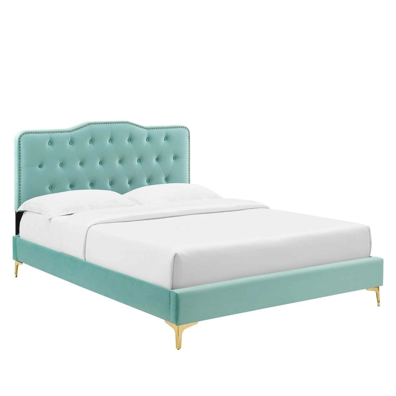 Amber Tufted Performance Velvet Twin Platform Bed
