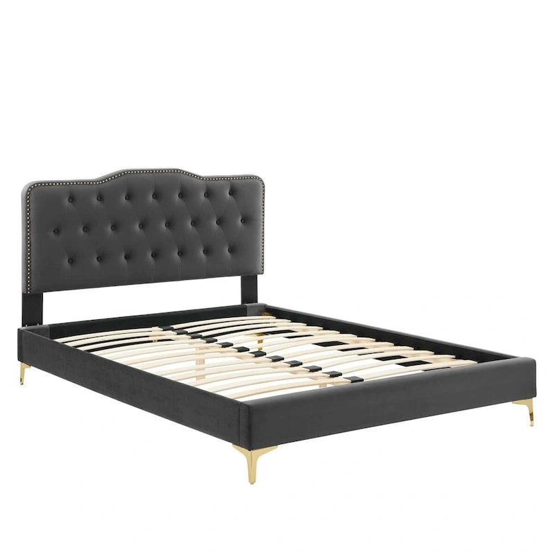 Amber Tufted Performance Velvet Twin Platform Bed