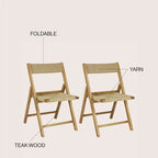 Mallorca Coastal Modern Wood Woven Seagrass Folding Chair, Natural (Set of 2) by JONATHAN Y