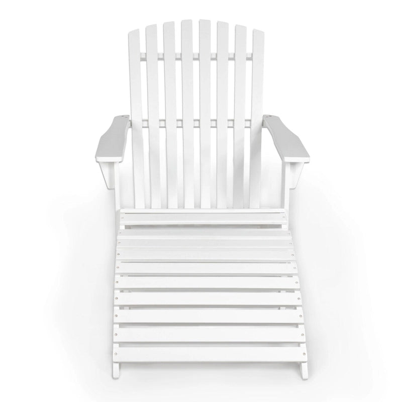 Shoreham 2-Piece Traditional Rustic Acacia Wood Adirondack Chair with Detachable Ottoman, by JONATHAN Y