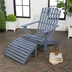 Shoreham 2-Piece Traditional Rustic Acacia Wood Adirondack Chair with Detachable Ottoman, by JONATHAN Y
