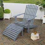 Shoreham 2-Piece Traditional Rustic Acacia Wood Adirondack Chair with Detachable Ottoman, by JONATHAN Y
