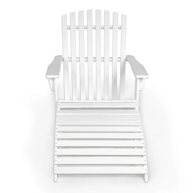 Shoreham 2-Piece Traditional Rustic Acacia Wood Adirondack Chair with Detachable Ottoman, by JONATHAN Y