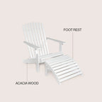 Shoreham 2-Piece Traditional Rustic Acacia Wood Adirondack Chair with Detachable Ottoman, by JONATHAN Y