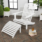 Shoreham 2-Piece Traditional Rustic Acacia Wood Adirondack Chair with Detachable Ottoman, by JONATHAN Y