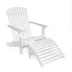 Shoreham 2-Piece Traditional Rustic Acacia Wood Adirondack Chair with Detachable Ottoman, by JONATHAN Y