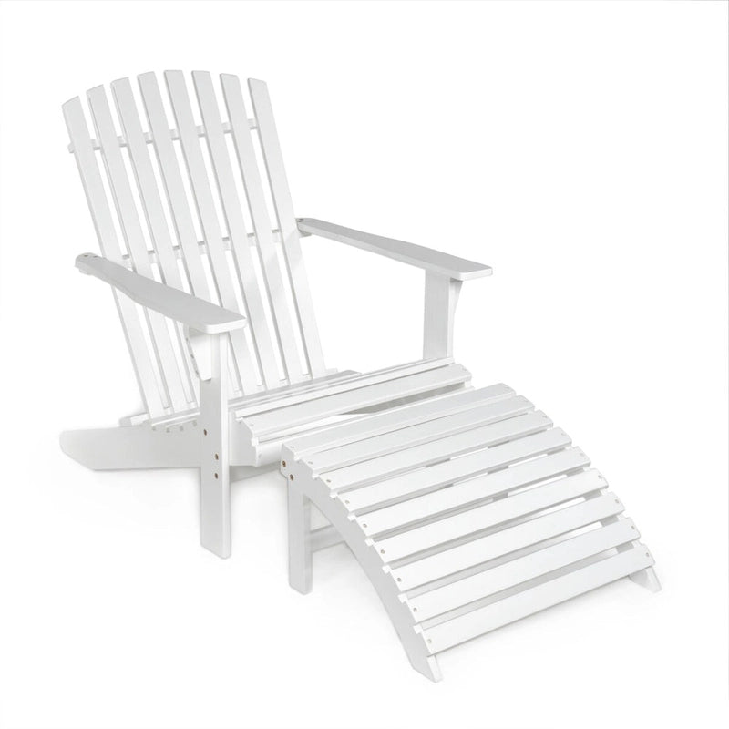 Shoreham 2-Piece Traditional Rustic Acacia Wood Adirondack Chair with Detachable Ottoman, by JONATHAN Y