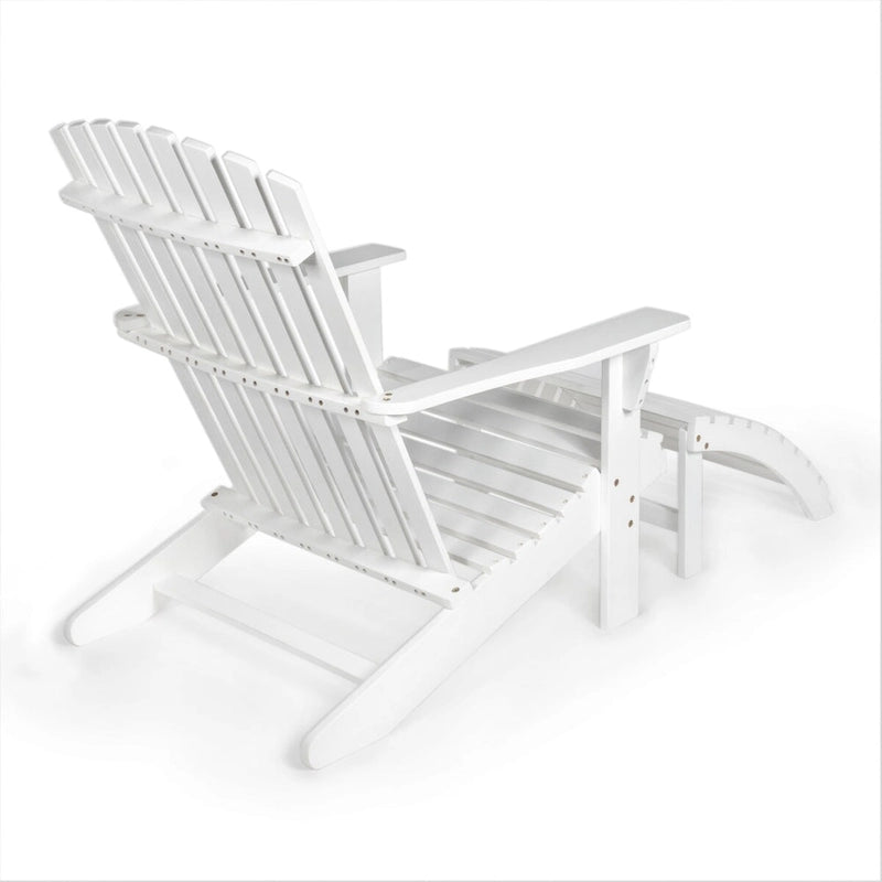 Shoreham 2-Piece Traditional Rustic Acacia Wood Adirondack Chair with Detachable Ottoman, by JONATHAN Y