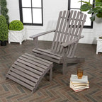 Shoreham 2-Piece Traditional Rustic Acacia Wood Adirondack Chair with Detachable Ottoman, by JONATHAN Y