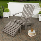 Shoreham 2-Piece Traditional Rustic Acacia Wood Adirondack Chair with Detachable Ottoman, by JONATHAN Y