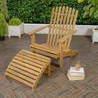 Shoreham 2-Piece Traditional Rustic Acacia Wood Adirondack Chair with Detachable Ottoman, by JONATHAN Y