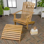 Shoreham 2-Piece Traditional Rustic Acacia Wood Adirondack Chair with Detachable Ottoman, by JONATHAN Y