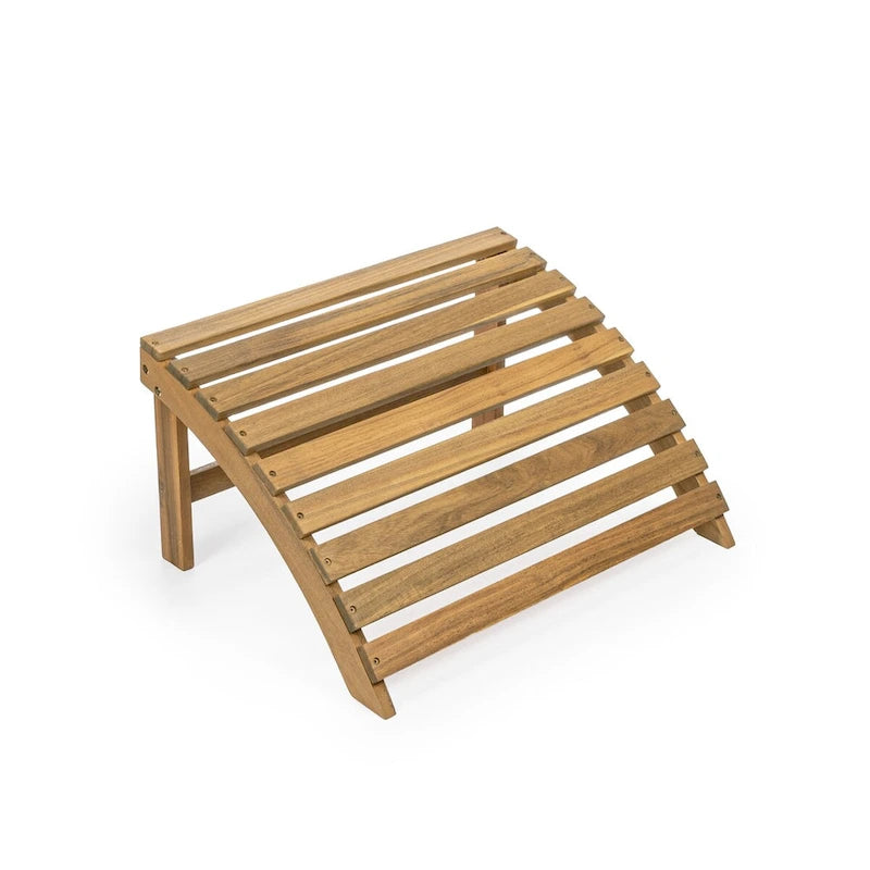 Shoreham 2-Piece Traditional Rustic Acacia Wood Adirondack Chair with Detachable Ottoman, by JONATHAN Y