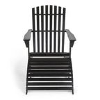Shoreham 2-Piece Traditional Rustic Acacia Wood Adirondack Chair with Detachable Ottoman, by JONATHAN Y
