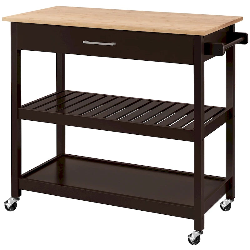 Yaheetech Kitchen Cart with storage and Drawer Wood Countertop