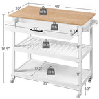Yaheetech Kitchen Cart with storage and Drawer Wood Countertop