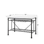 Marble Top Kitchen Island with Wine Glass Storage in White and Gray