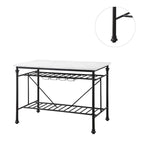 Marble Top Kitchen Island with Wine Glass Storage in White and Gray