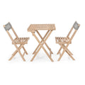 Trabuco Modern Mid-Century 3-Piece Roped Acacia Wood Outdoor Folding Bistro Set, Gray/Light Teak by JONATHAN Y