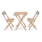 Trabuco Modern Mid-Century 3-Piece Roped Acacia Wood Outdoor Folding Bistro Set, Gray/Light Teak by JONATHAN Y